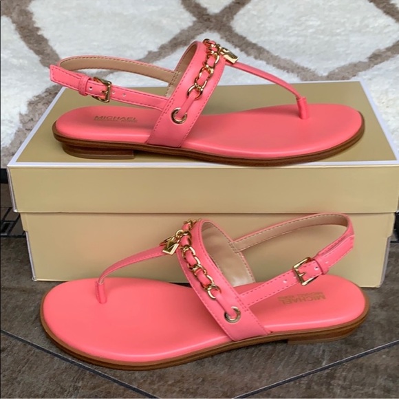 MICHAEL KORS ELSA THONG NAPPA PU GRAPEFRUIT - Picture 12 of 15